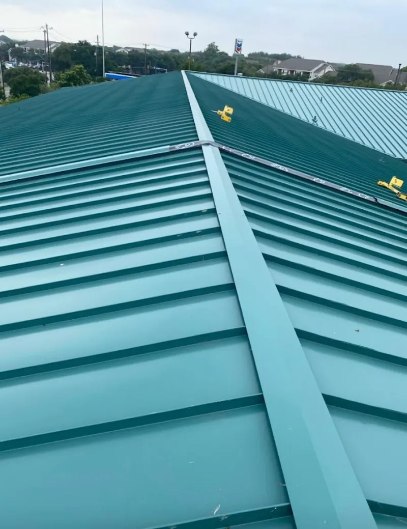 Green commercial metal roof ridge and valley for Metal Roof Repair in Sutton